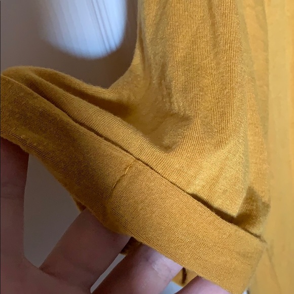 Yellow Deep V Tee w Rolled Sleeves - Picture 2 of 4